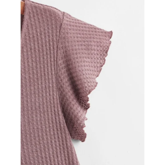 Butterfly Sleeve Peplum High Low Top - Picture 3 of 3